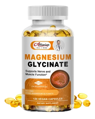 Glicinato De Magnesio 120cap 400 Mg Con B6, D3 Alliwise
