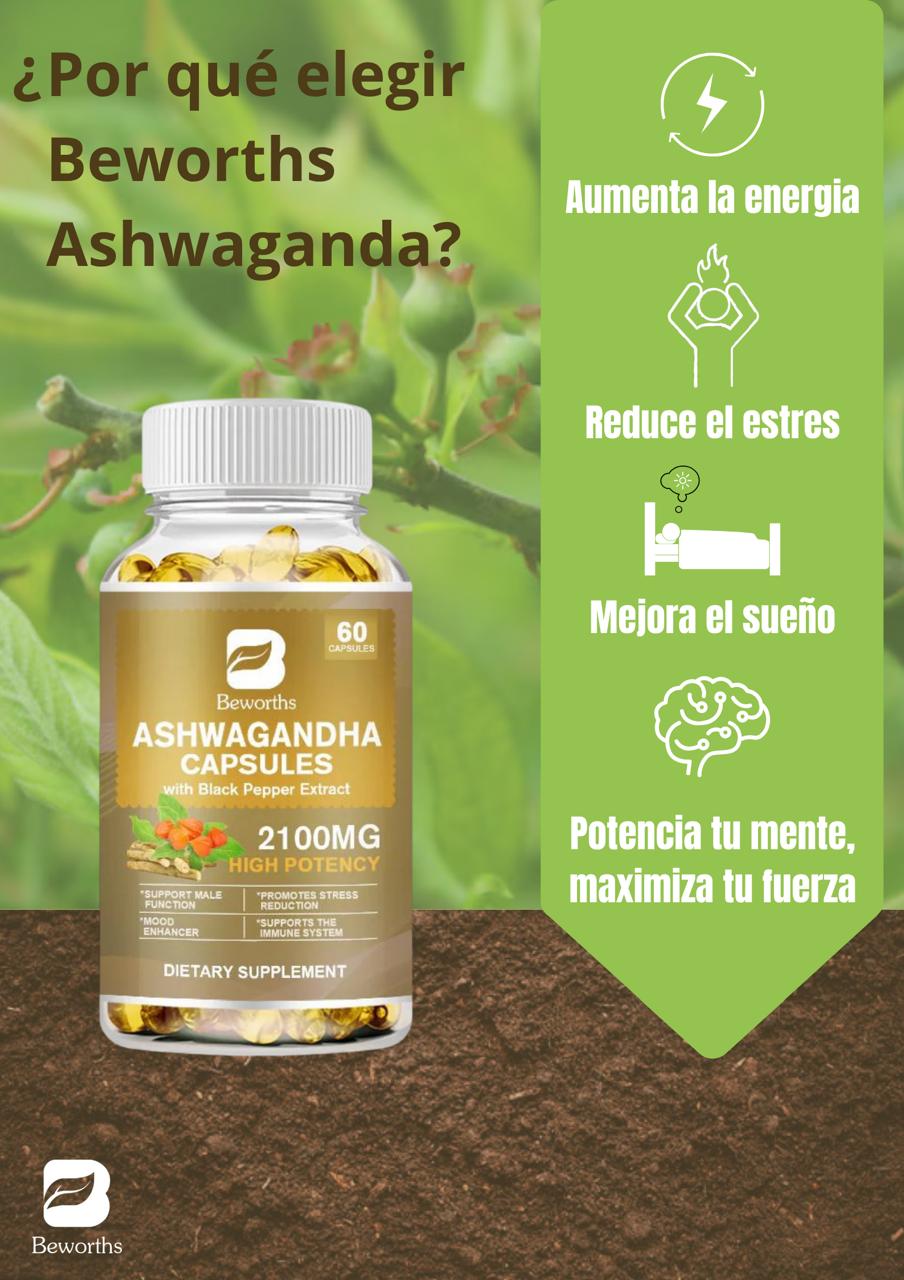 Cápsulas de Ashwagandha Orgánica 2100mg 120pcs
