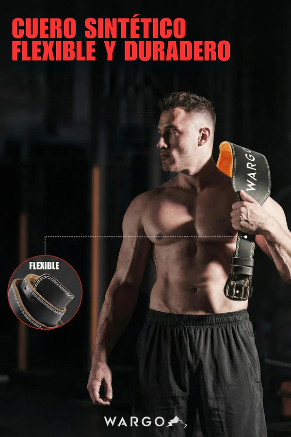 CINTURON CUERO PU SINTÉTICO GYM - NEGRO